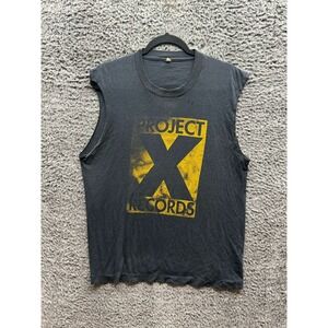 Vintage Project X Records Distressed‎ Graphic T Shirt Black  L